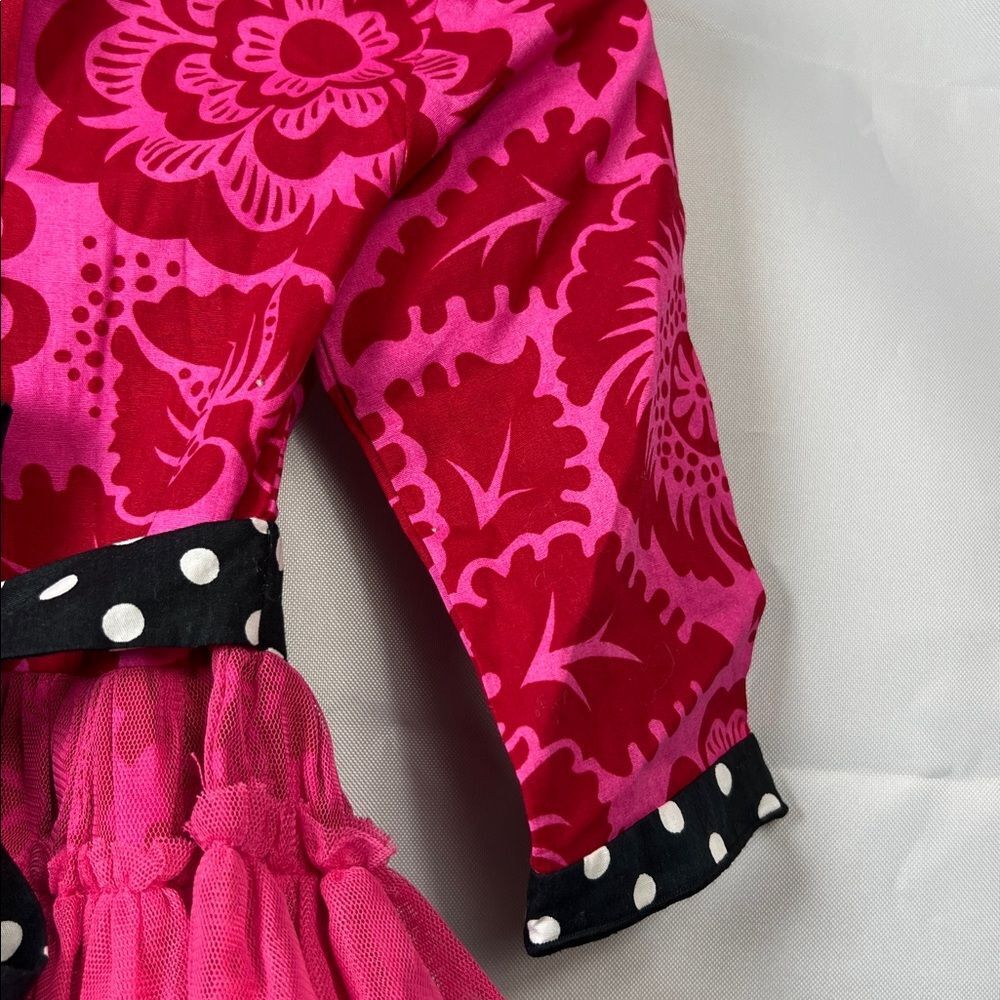 Ann Loren fuchsia and black ruffle skirt long sleeve dress size 12-18 months NWT - Picture 9 of 14